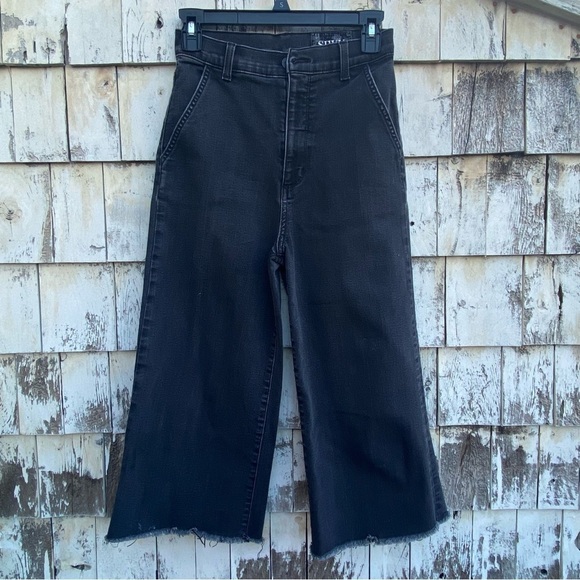 SIWY Los Angeles Black High Rise Wide Cropped Jeans - Picture 2 of 6